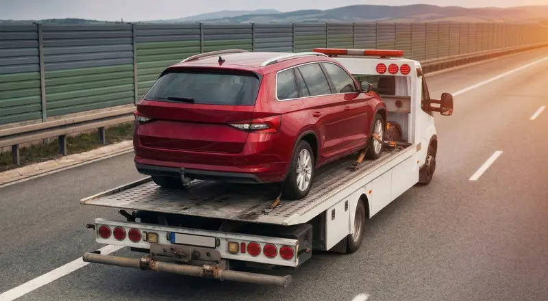 Guincho para carros em São João de Meriti – carro sendo carregado em plataforma